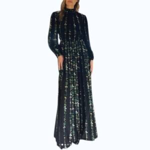 NEW ADAM LIPPES floral crepe de chine pleated maxi dress in black